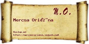 Mercsa Oriána névjegykártya